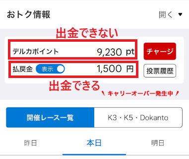 的中すると出金できる