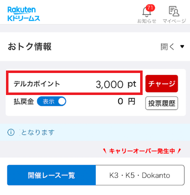 即時アカウントに3,000円分の投票ポイントが付与される