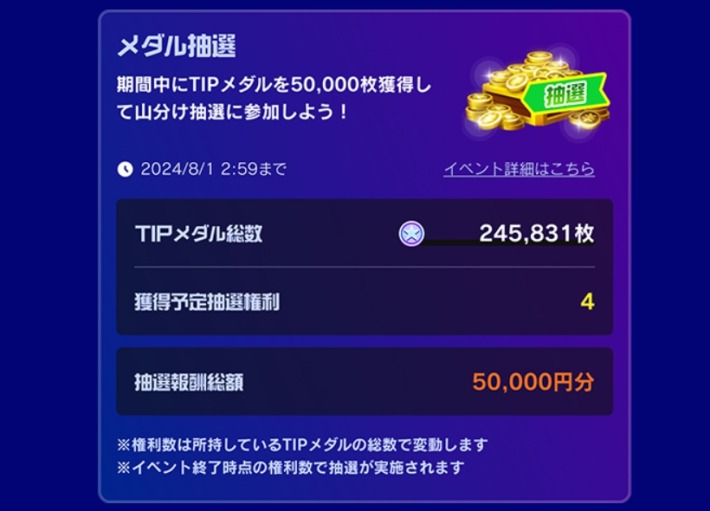 TIPメダル抽選イベント