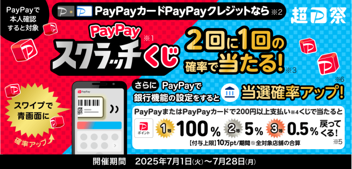 200円以上チャージすると、毎回「スクラッチくじ」を引ける