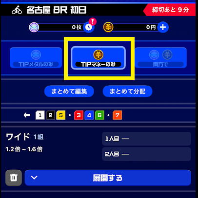 「TIPマネーのみ」を選ぶ