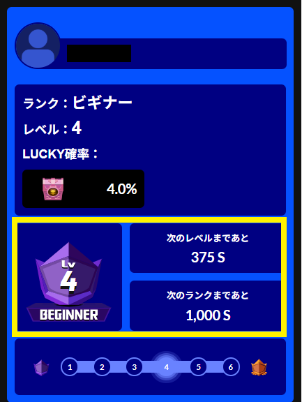 スターが一定以上に達するとレベルが上がる
