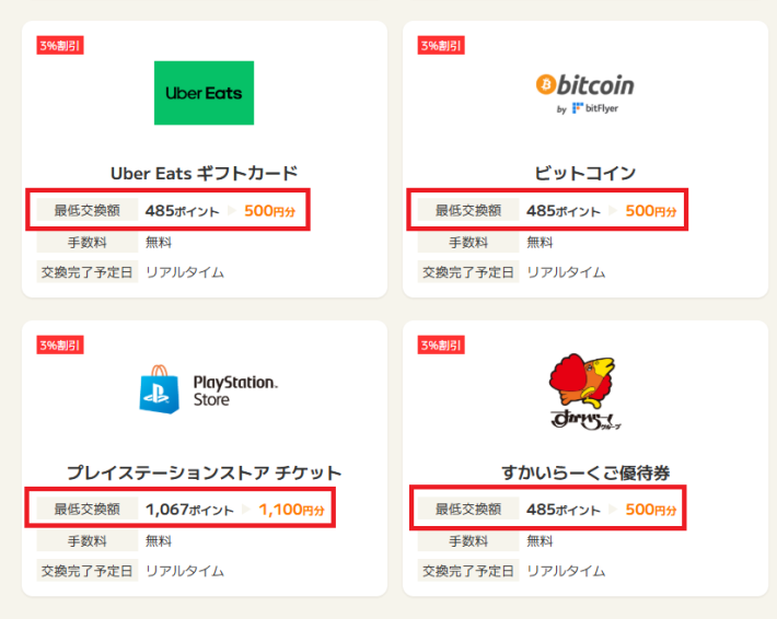 タイミング次第では交換率が100%以上になる