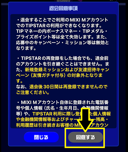 問題なければ「同意する」をタップ