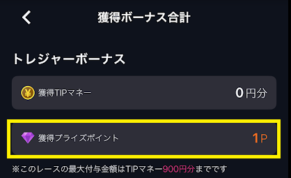 ティップスターのプライズポイント