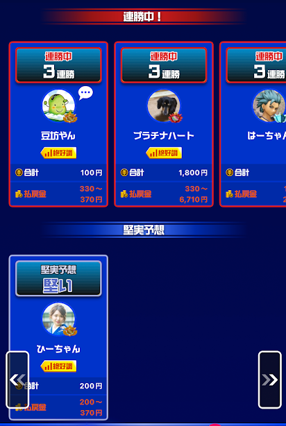 のっかりベットのユーザー一覧②