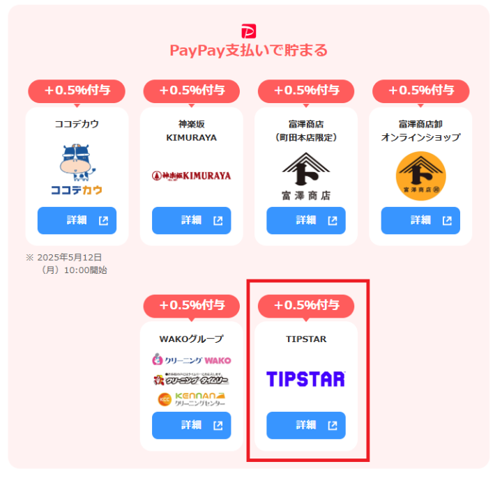 PayPayポイントの還元率が0.5%分アップ