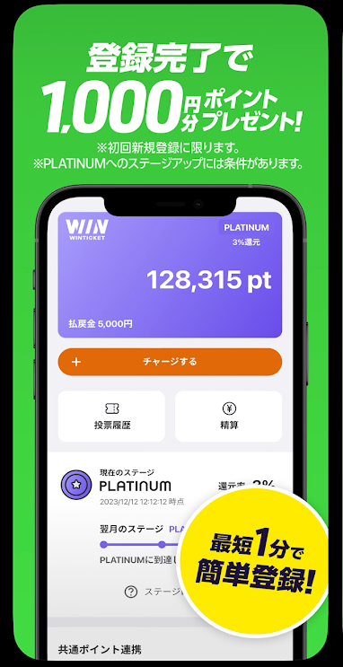 ウィンチケットの新規登録特典